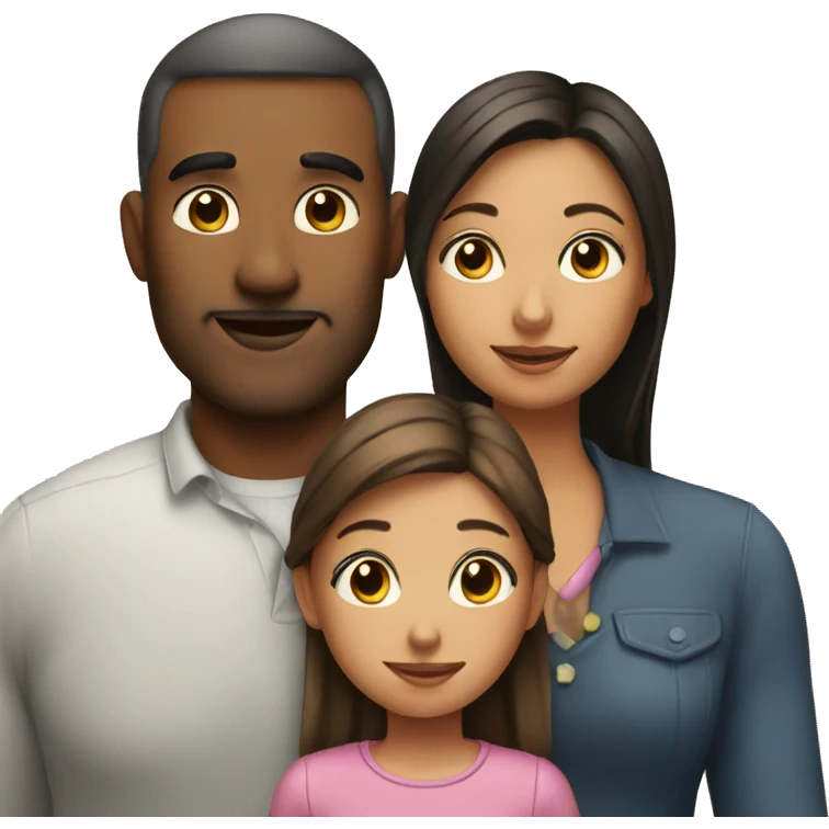 little daughter with mom and dad emoji