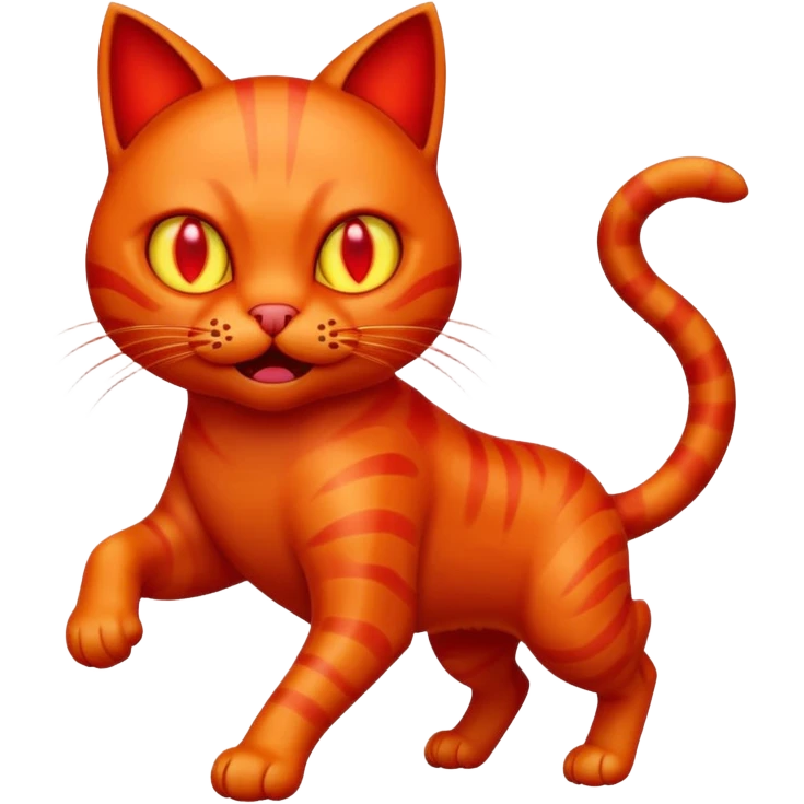 glowing red scary cat with red eyes running emoji