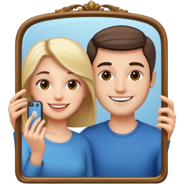Couple taking mirror selfie emoji