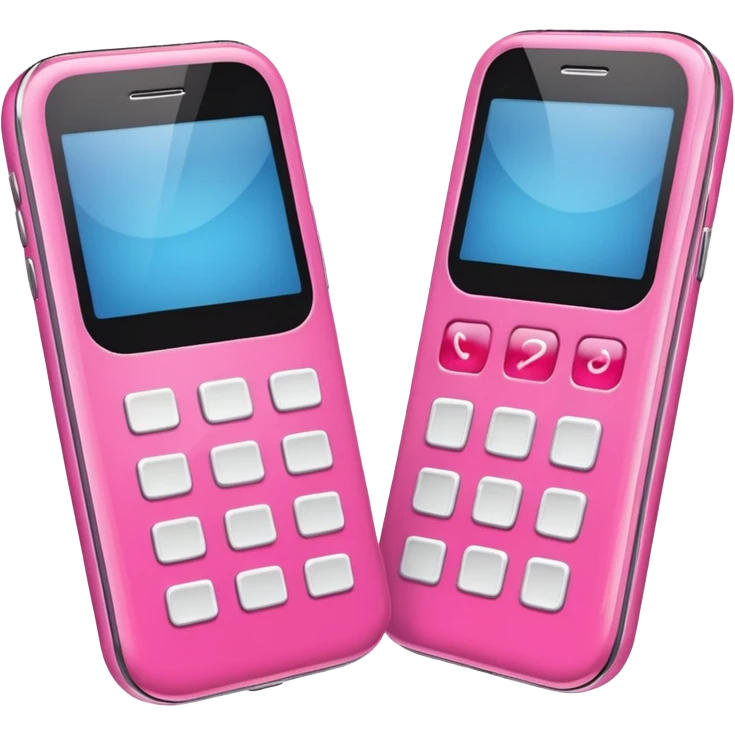 two pink cellphones switching with each other emoji