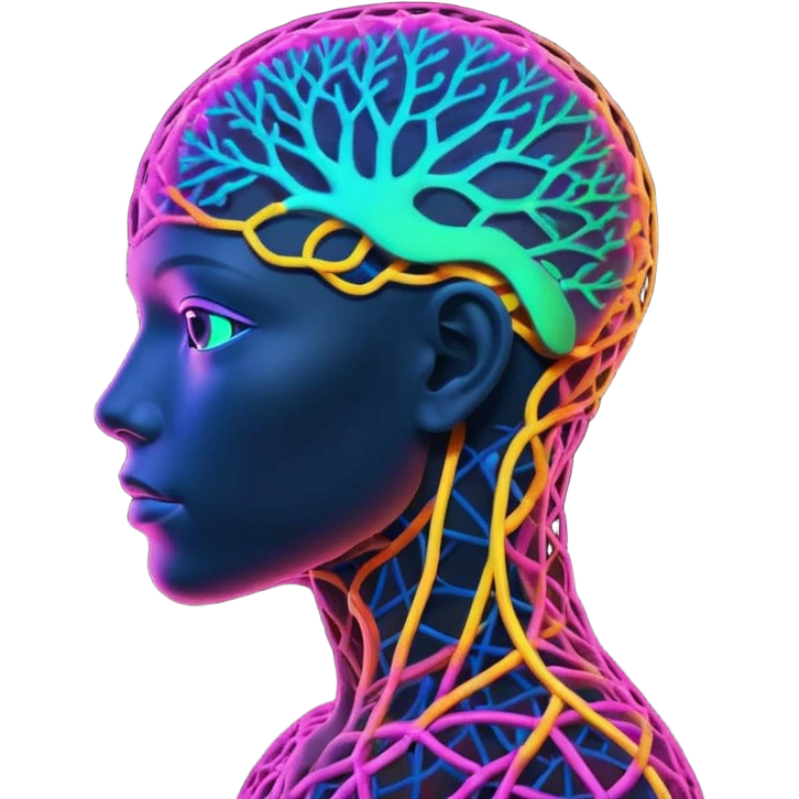 human silhouette with a neural network pattern inside the head emoji