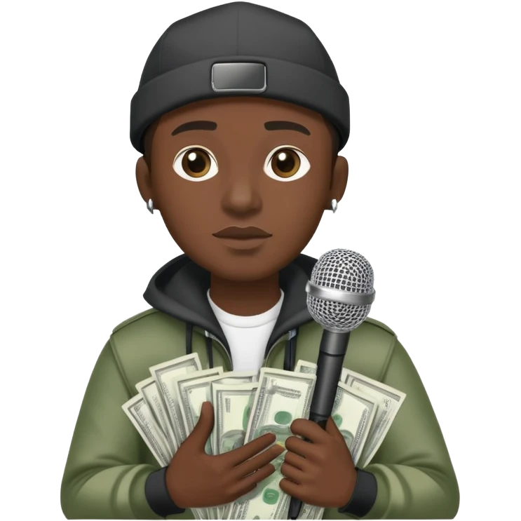 Rapper with a microphone and money emoji