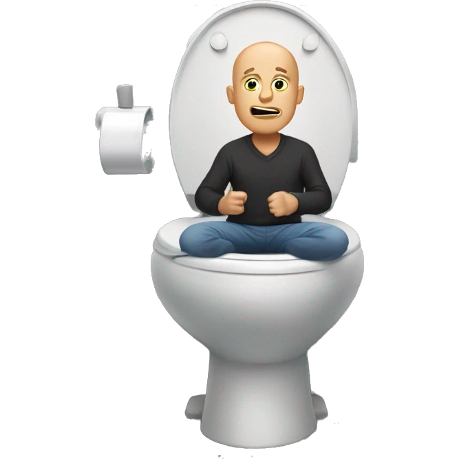Bald man coming out of toilet  emoji