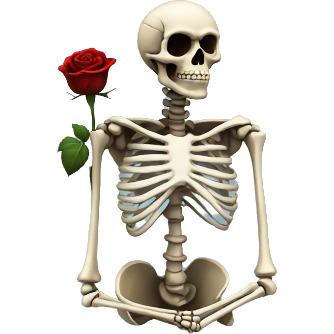 Skeleton with black rose seriously judging  emoji