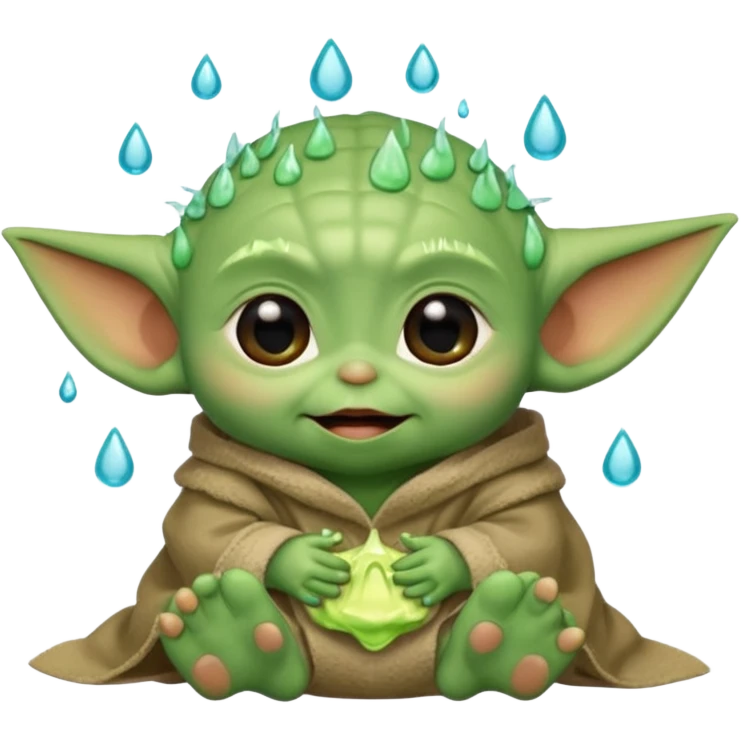 Baby joda felice con le lacrime agli occhi di felicità emoji