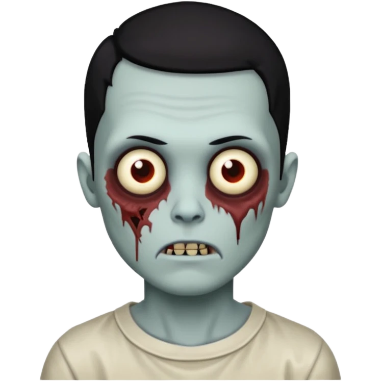 zombie boy black hair e cabelo curto quase careca emoji
