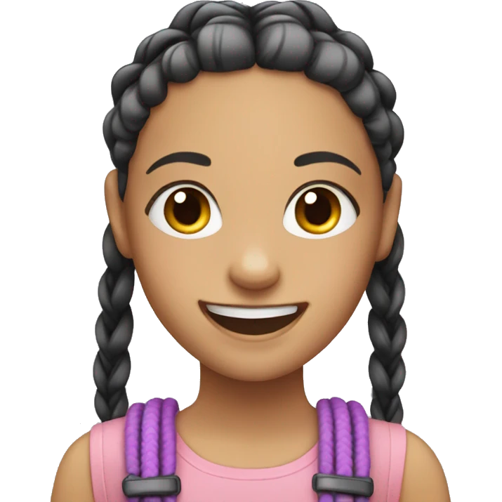 girl with french braids and braces smiling emoji