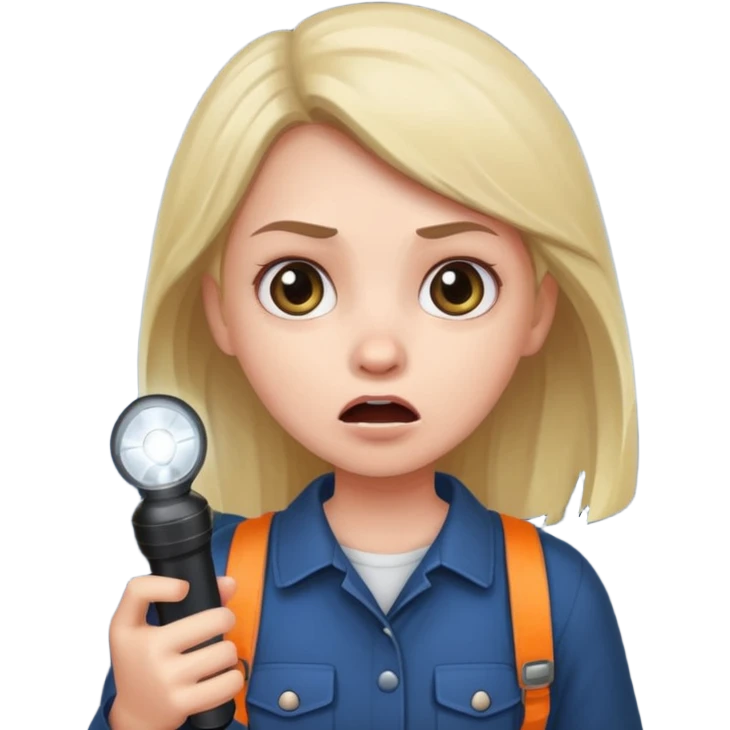 Scared girl with flashlight emoji