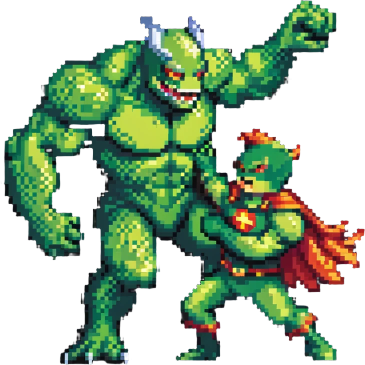 Abomination vs Hulk, green superhero fighting scaly monster villain emoji
