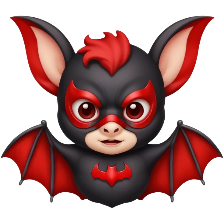 cute baby bat with red mask emoji