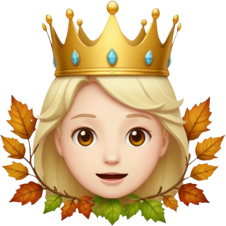 fall ecstatic emoticon artsy slightly creepy crown of leaves but make the base a normal emoji emoji