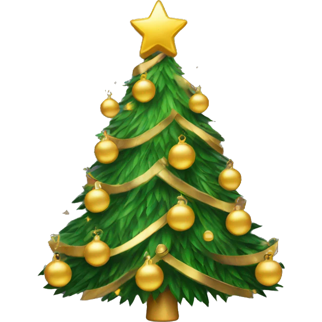 Christmas tree with golden decorations  emoji