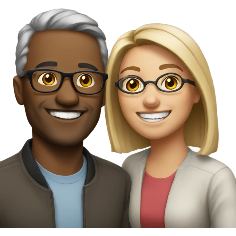 smiling couple portrait with glasses emoji