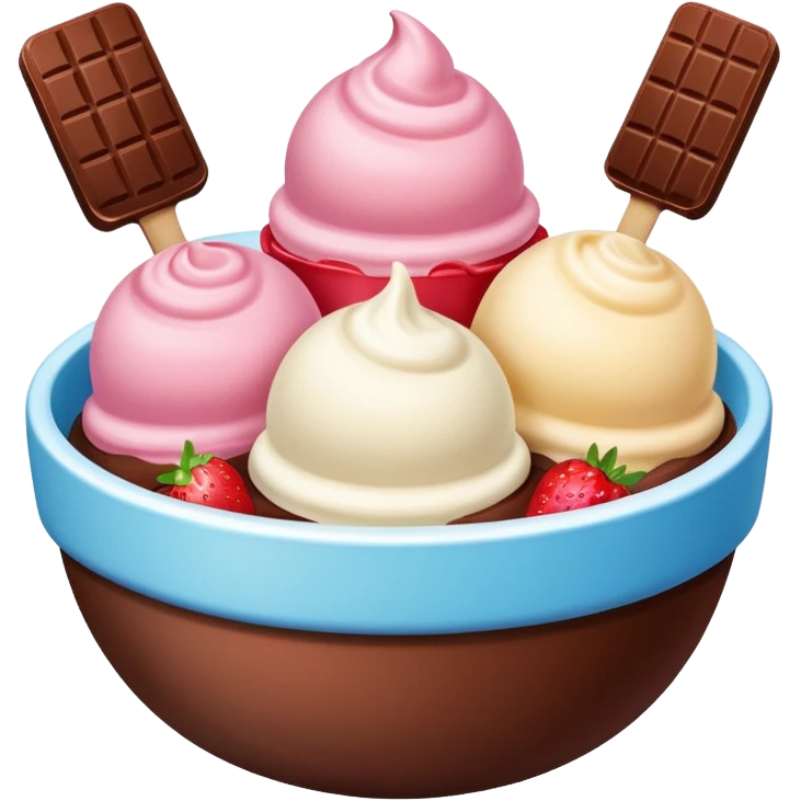 Neapolitan ice cream scoops in a bowl emoji