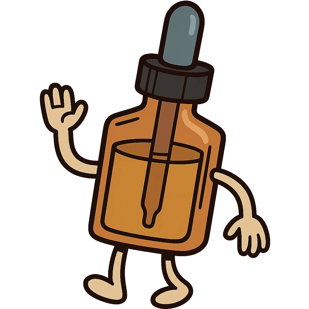 cartoon style dropper bottle, no face emoji
