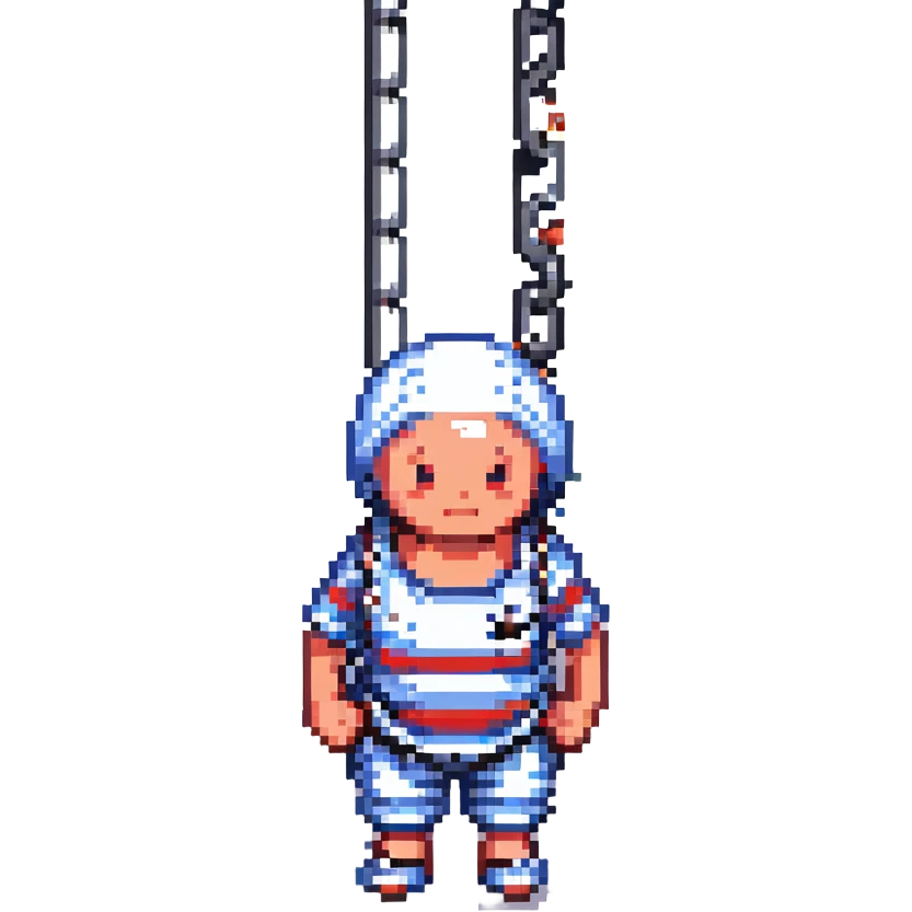 prisoner with ball and chain, pixel art style emoji