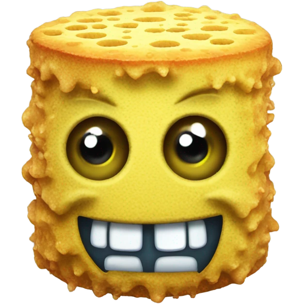 sponge with eyes and tie and buck teeth planning something evil emoji