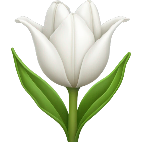 Create a white tulip with its leaf in the shape of a wing. emoji