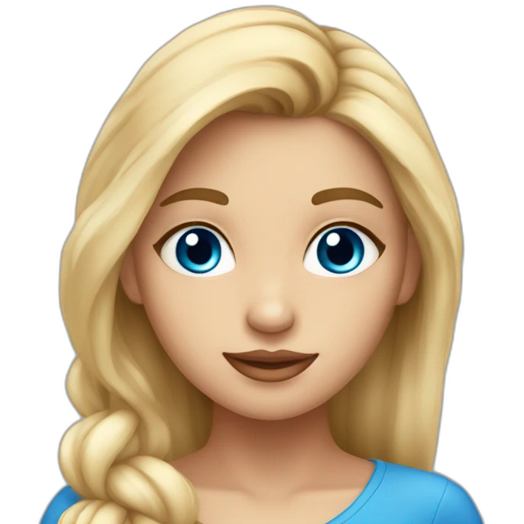 una chica rubia, pelo largo, con ojos azules y piel blanca emoji