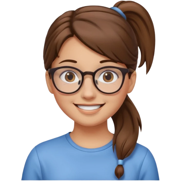 brown haired Ponytail Girl with Glasses emoji