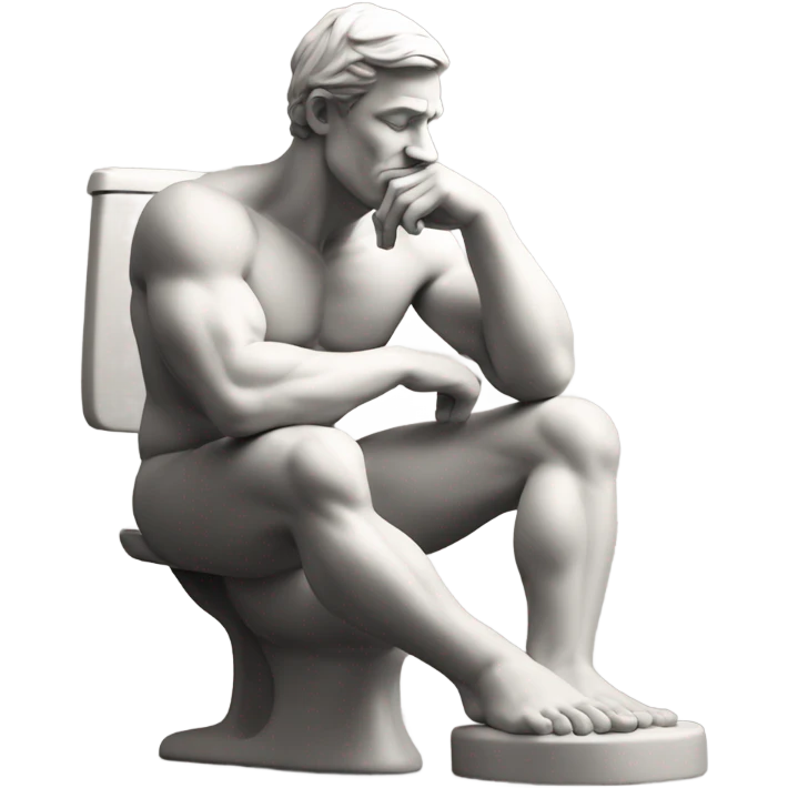 rodin sculpture the thinker but sitting on a toilet emoji