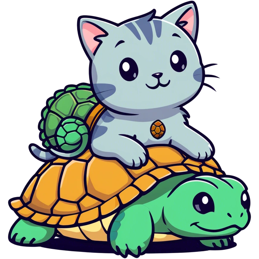 Cat riding a turtle  emoji