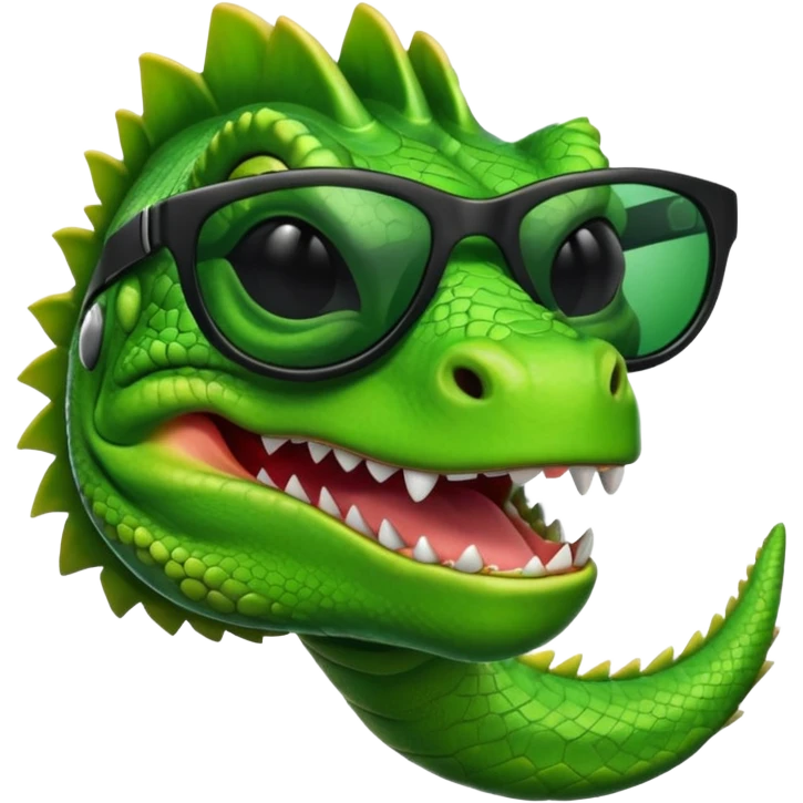 capitalist iguana head with black sunglasses smiling venomously emoji