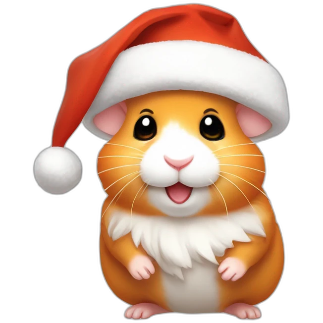 A joyful (((Orange Hamster))) dressed as ((Santa Claus)), with a warm expression, pixelart emoji