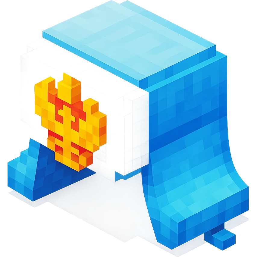 Russian white fur ushanka hat with the Russian Federation emblem, simplified and blocky emoji