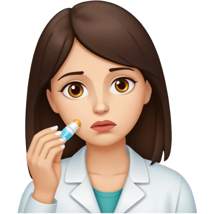 medicine pill eating sad brunette  emoji