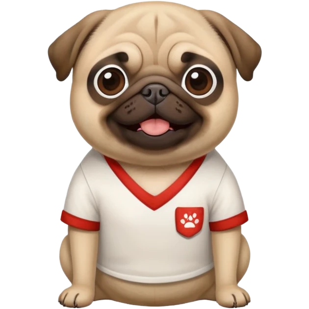 pug with a shirt of a guy emoji