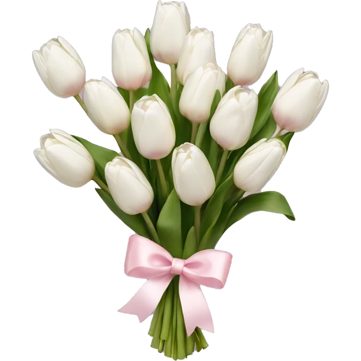 White tulips bouquet with light pink bow  emoji