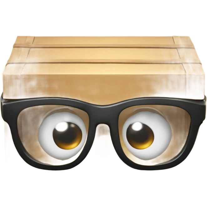 caja inteligente con lentes arriba de un corazon gigante emoji