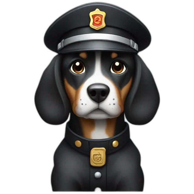 Un chien noir pompier emoji