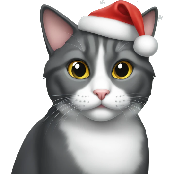 Gray tuxedo cat Christmas  emoji