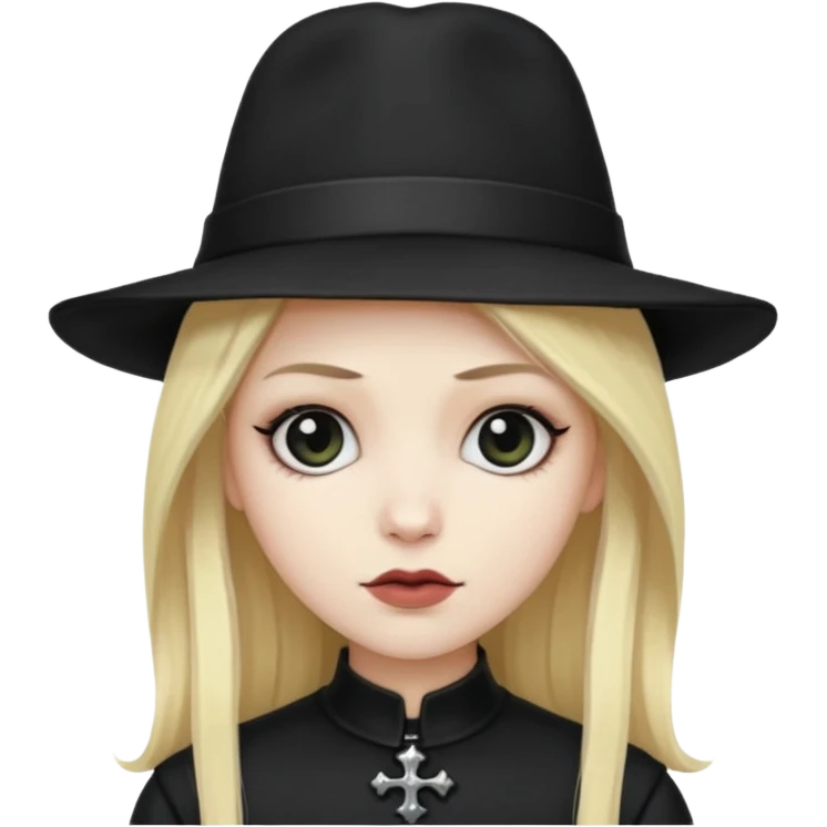 goth in hat, blond hair emoji
