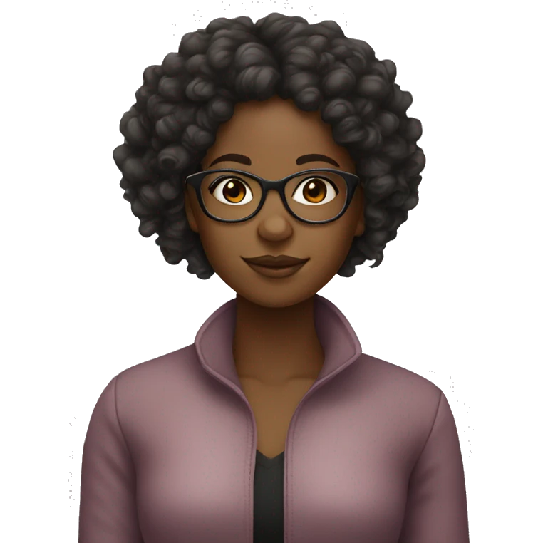 black girl with curly hair and  transperent glasses emoji