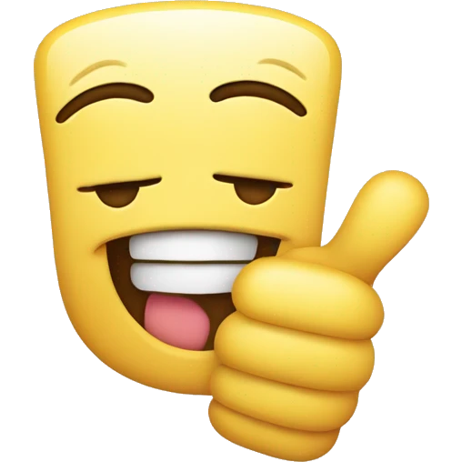 Smily face with two hands thumbs up emoji