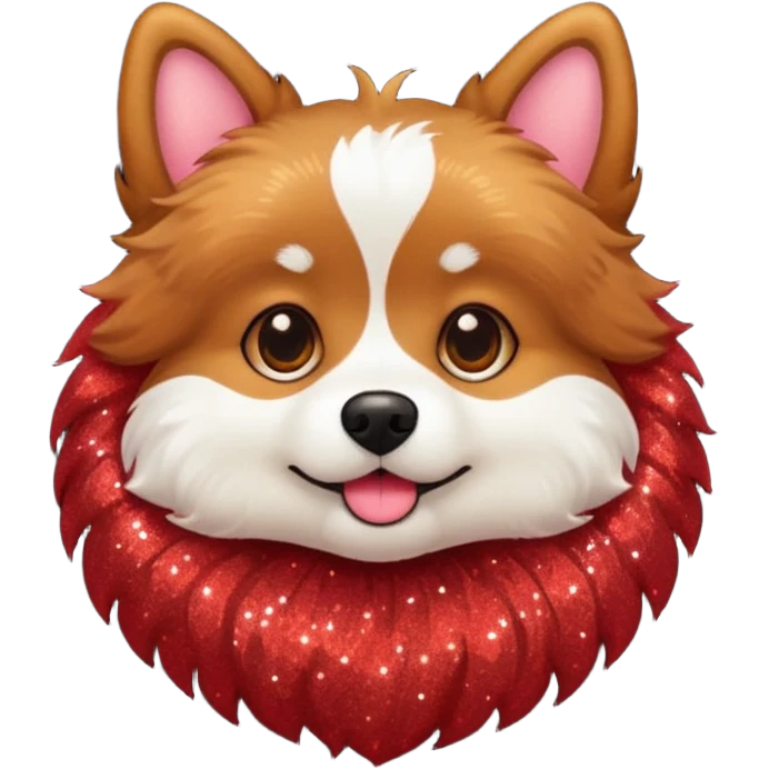 red glitter cute dog emoji
