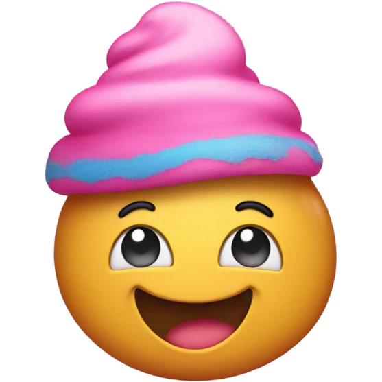 Pink poop with hat emoji