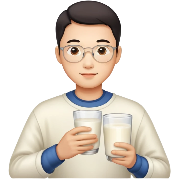 chinese man holding glass of milk emoji
