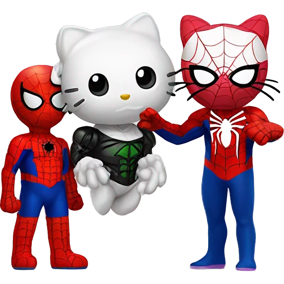 Hello kitty with Spider-Man emoji