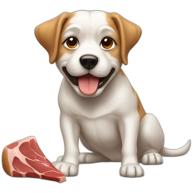 dog eating meat emoji