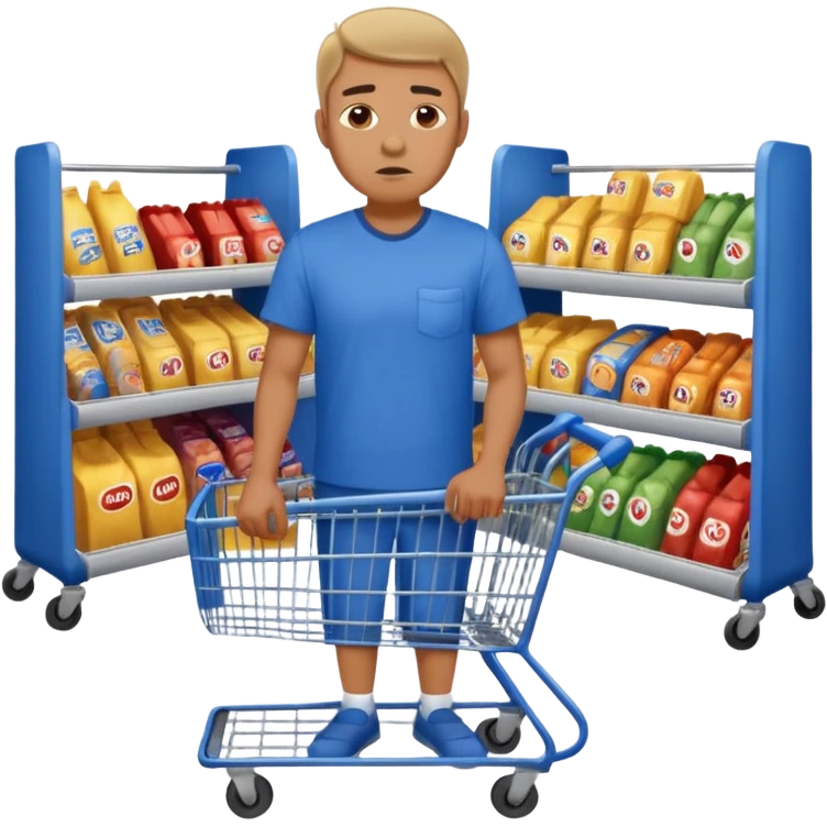 A man with an empty supermarket cart emoji