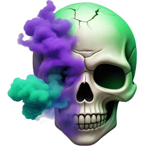 Skull with purple and green smoke emoji