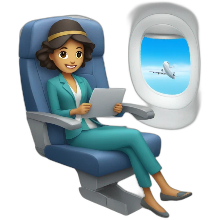 Una dama viajando en avión emoji