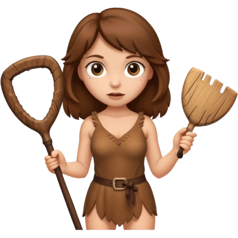 cute cavewoman with big eyes and a club emoji