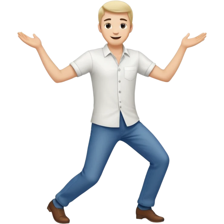 танцующий мужчина в полный рост в рубашке белой emoji
