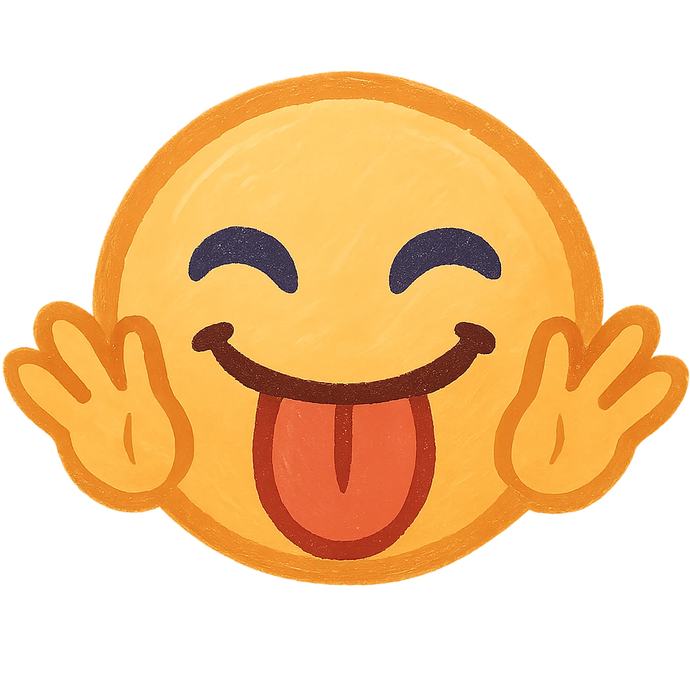 Tongue sticking out with hands coming from the sides  emoji