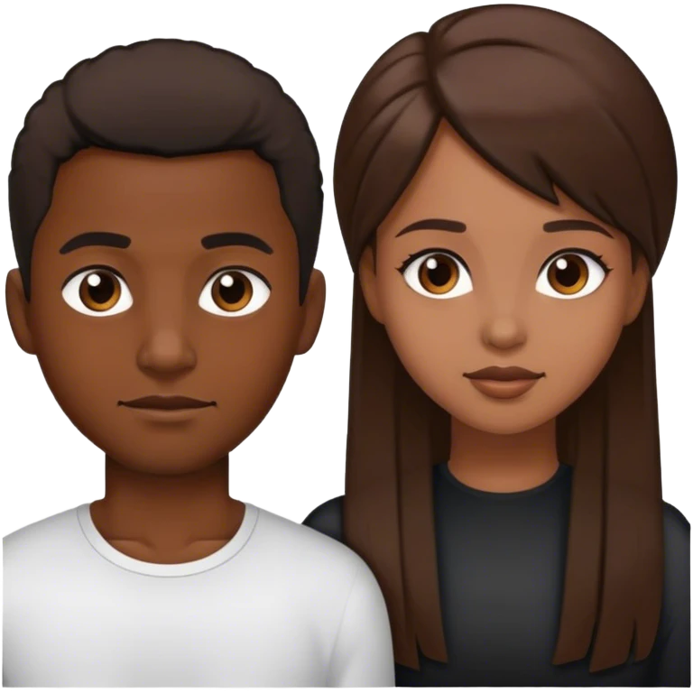 Black man with short hair and brown girl with long hair emoji
